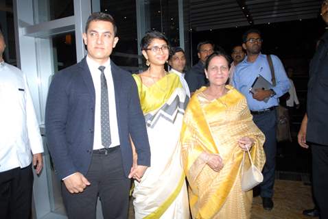 Kiran Rao and Aamir Khan with his mother was at the Launch of 'Substance and the Shadow'