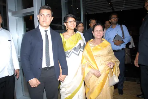 Kiran Rao and Aamir Khan with his mother was at the Launch of 'Substance and the Shadow'