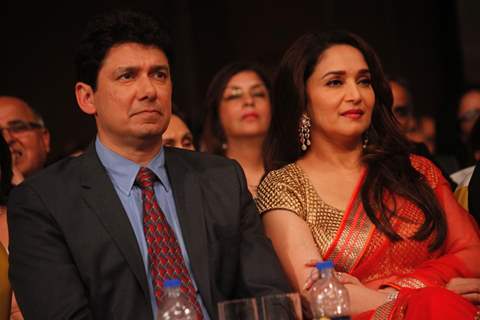 Madhuri Dixit with her husband Dr. Shriram Nene at the Launch 'Substance and the Shadow'