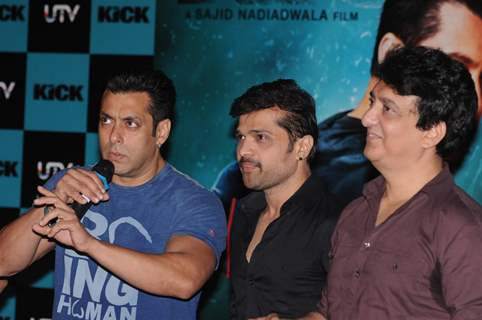 Salman, Himesh and Sajid were seen at the Song launch of 'Kick'