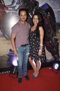 Raghav Sachar with his wife at Transformers Age of Extinction Premiere