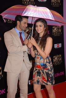 Varun Dhawan and Alia Bhatt at Life OK Now Awards .
