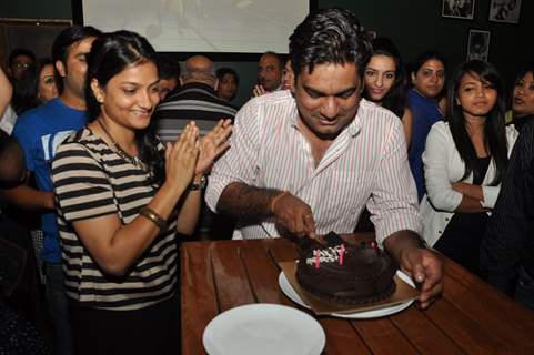 Sujit Tiwari cutting his birthday cake