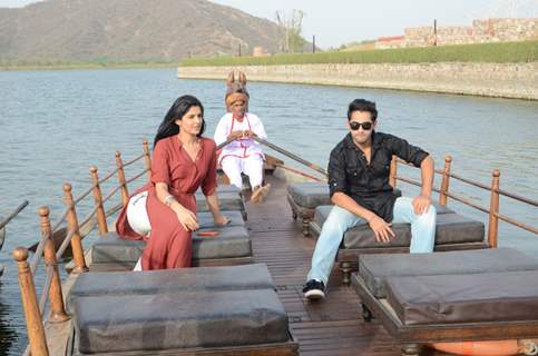 Armaan and Deeksha enjoying the boat ride at Jaipur