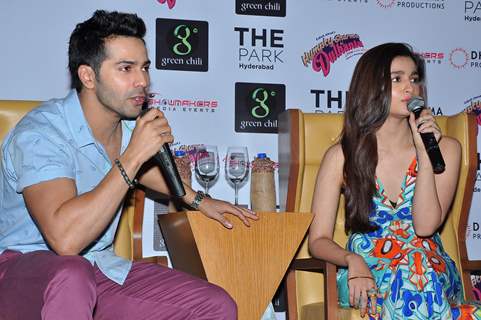 Varun Dhawan and Alia Bhatt answering the Press