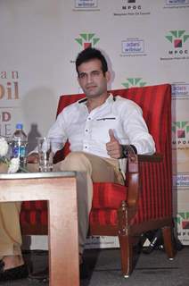 Irfan Pathan poses for the media