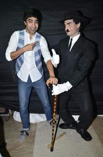 Arfi Lamba poses with Charlie Chaplin