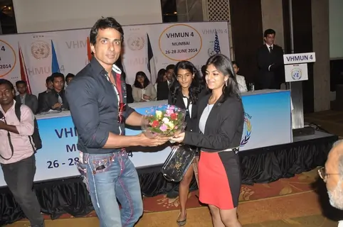 Sonu Sood felicitated at MUNA event for school children