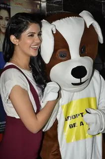 Deeksha pose with the Mascot of Adopt a Dog Campaign