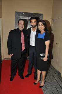 Neetu Singh,Ranbir Kapoor and Rajiv Kapoor at the Special Premier of Lekar Hum Deewana Dil