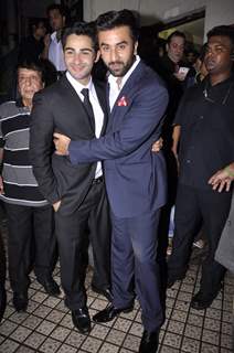 Ranbir Kapoor hugs Armaan Jain at the Special Premier of Lekar Hum Deewana Dil