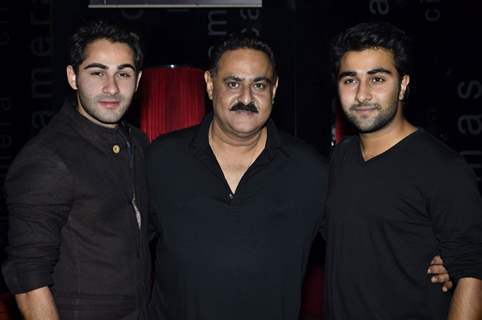 Armaan Jain poses for a picture along with his dad Manoj Jain and brother  Adar Jain