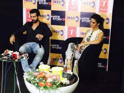 Jay Bhanushali and Surveen Chawla at the Promotions of Hate Story 2 at Inox