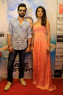 Surveen Chawla and Jay Bhanushali poses to media at the Promotions of Hate Story 2 in Jaipur