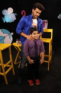 Arjun and Sadhil seen having fun on the sets of Captain Tiao