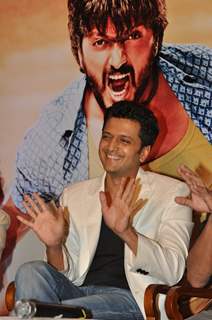 Riteish Deshmukh shares a laugh at the Success Bash for Lai Bhari