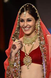 Pooja Chopra walks the ramp at the India International Jewellery Week (IIJW) 2014 - Day 2