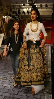 Lisa Haydon with Monisha Jaisingh at the Indian Couture Week - Day 3