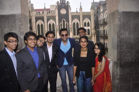 Abhay Deol pose with the students at the Launch of St. Xavier's Fest 'Malhar'