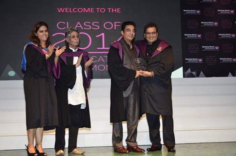 Kamal Hassan and Subhash Ghai poses for camera at Whistling Woods Convocation Ceremony