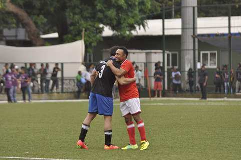 Rahul Bose hugs his friend at Charity Football Match