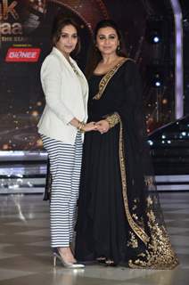 Madhuri and Rani pose for the camera on Jhalak Dikhla Jaa