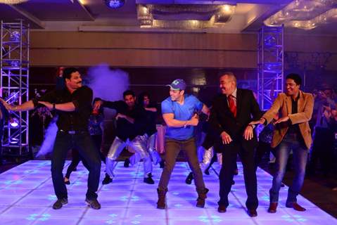 Salman Khan performs with the cast of C.I.D