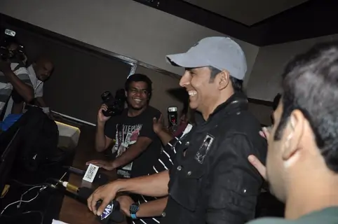 Akshay Kumar addressing media at the Promotion of his upcoming movie It's Entertainment