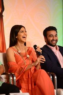 Shilpa Shetty and Raj Kundra share a moment of laughter at the Launch of Goa Wedding Fest