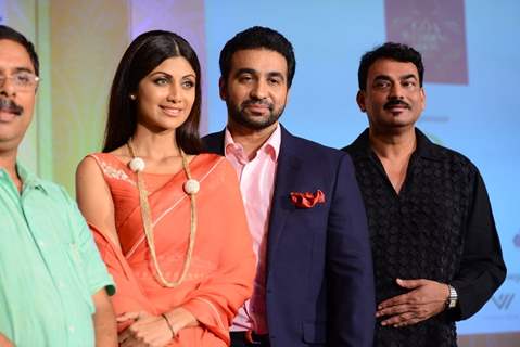 Shilpa Shetty, Raj Kundra and Wendell Rodricks at the Launch of Goa Wedding Fest