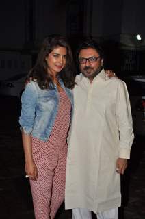 Sanjay Leela Bhansali and Priyanka Chopra at his party for Mary Kom completion