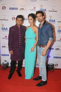 Aneel Murarka with Krystal D'Souza and Tushar Kalia at International Indian Achiever's Award 2014