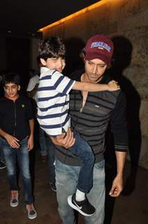 Hrithik snapped at LightBox with his kid, for a Movie Screening