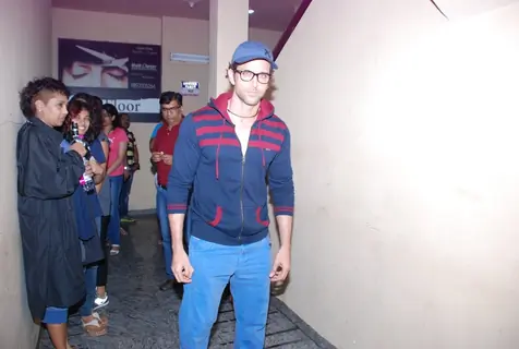 Hrithik Roshan poses for the media at PVR