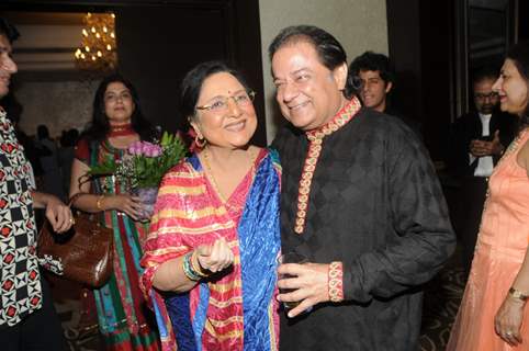 Tabbasum poses with Anup Jalota at his Birthday Celebration