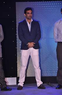 Zaheer Khan poses for the camera at the launch of his company 'Pro Sport'