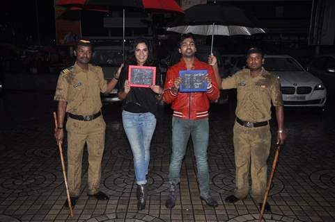 Richa Chadda and Nikhil Dwivedi give a movie pose at the Trailer Launch of Tamanchey