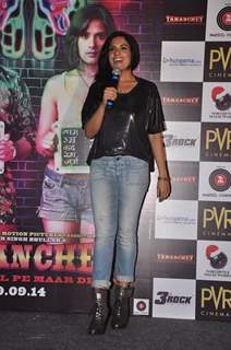 Richa Chadda addressing the audience at the Trailer Launch of Tamanchey