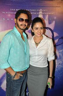 Shreyas Talpade and Amruta Khanvilkar pose for the media at the First Look Launch of Baji