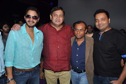 Shreyas Talpade and Mahesh Manjrekar pose for the media at the First Look Launch of Baji