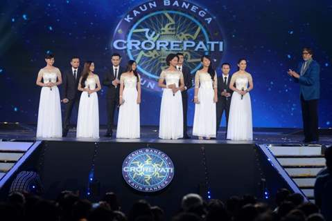 Amitabh Bachchan appreciating the talented Shillong Choir Group at the Grand Opening of KBC 8