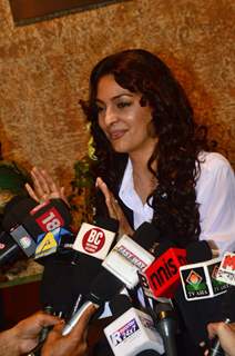 Juhi Chawla addresses the media at the event