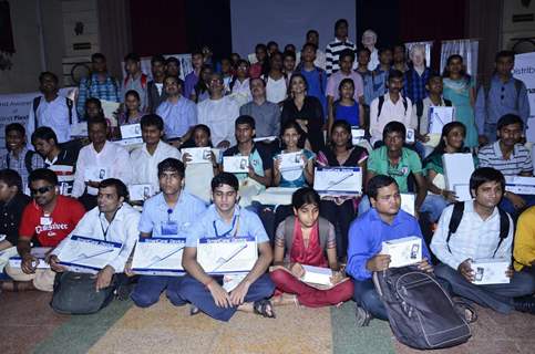 Vidya Balan poses with Visually Impaired students