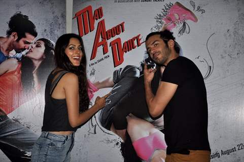 Saahil Prem and Amrit Maghera pose with the poster of Mad About Dance