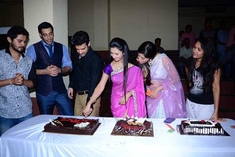 The cast cuts a cake as Ye Hai Mohabbatein completes 200 episodes