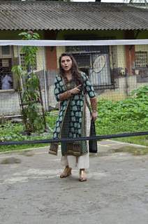 Rani Mukherjee was seen playing badminton at the Promotion of Mardaani at a Local School