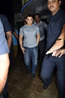 Aamir Khan was spotted at the Premiere of Makrand Deshpande's Saturday Sunday