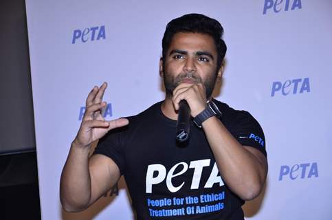 Sachin Joshi addressing the audience at the Peta Ad Launch