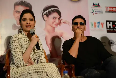 Tammanah was seen interacting with the audience at the Promotion of Entertainment in Delhi