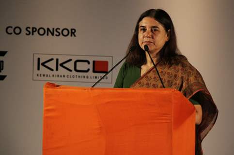 Maneka Gandhi addresses the media at the Premiere of movie 'Entertainment'